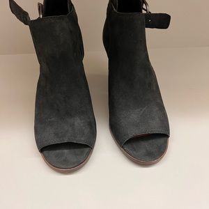 Ankle peep toe booties.